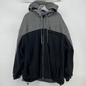 Vintage Y2K Southpole Reversible Jacket Fleece Hooded Black Gray XL Men's